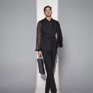 SLEEVELESS SUIT COLLE SHAWL